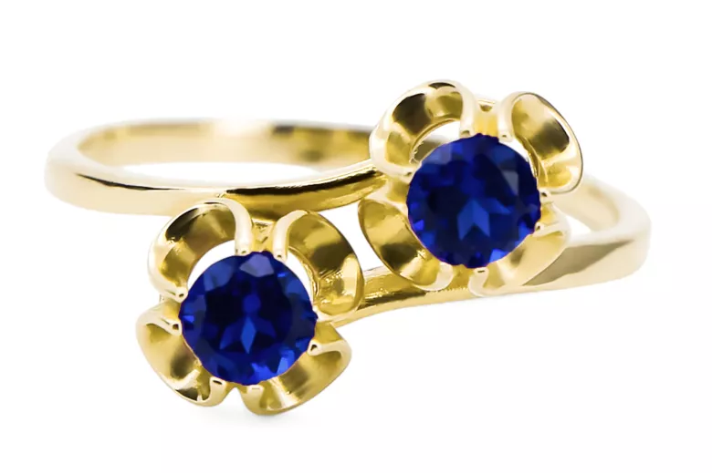 Sapphire 14K Yellow gold Ring Vintage craft vrc266y